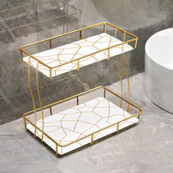 2-Tier Rectangular Golden Vanity Stand by Matrix