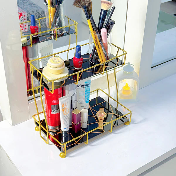 2-Tier Rectangular Golden Vanity Stand by Matrix