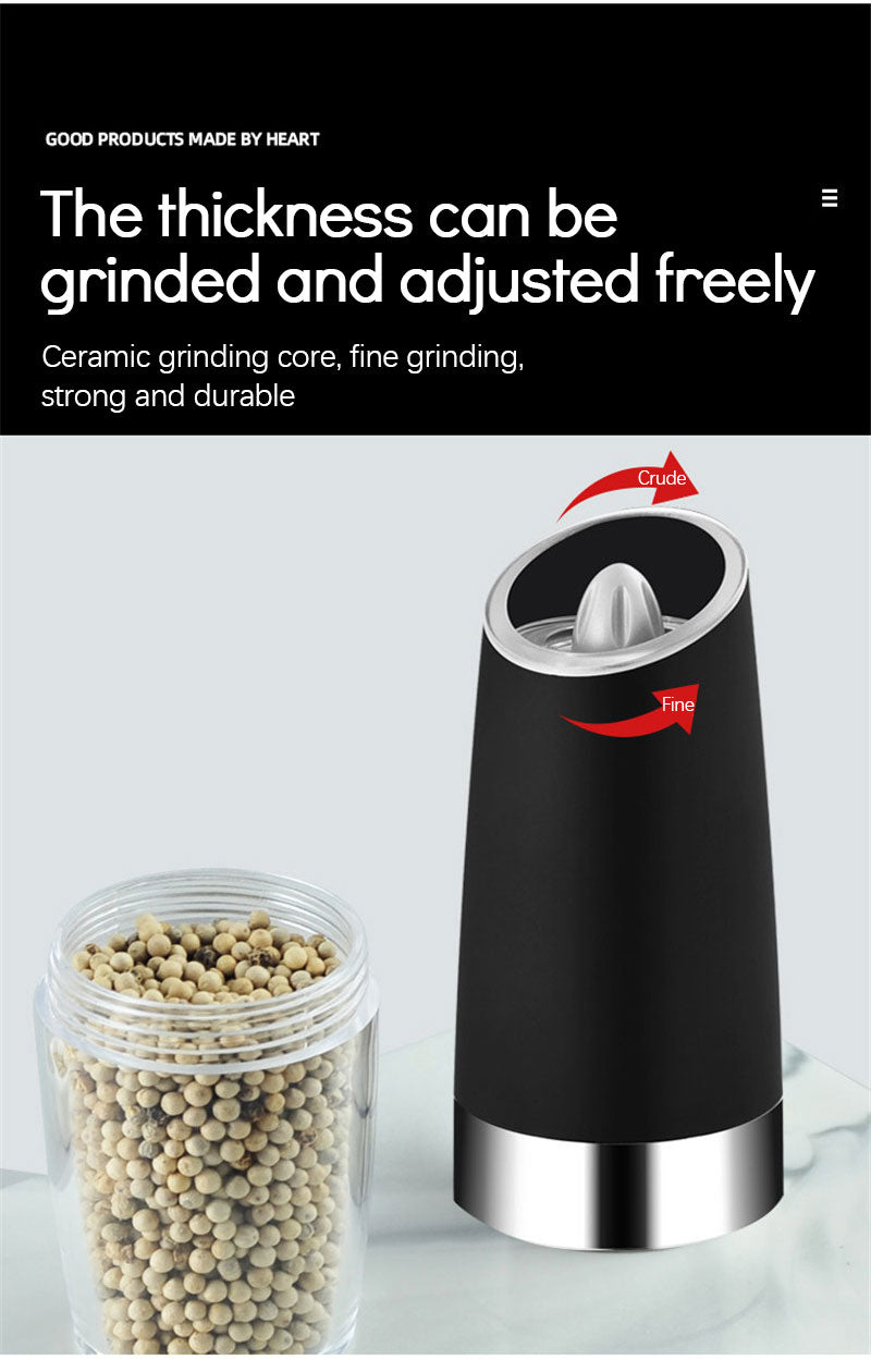 Electric Salt & Pepper Grinder - Automatic Spice Mill with Adjustable Coarseness