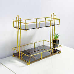 2-Tier Rectangular Golden Vanity Stand by Matrix